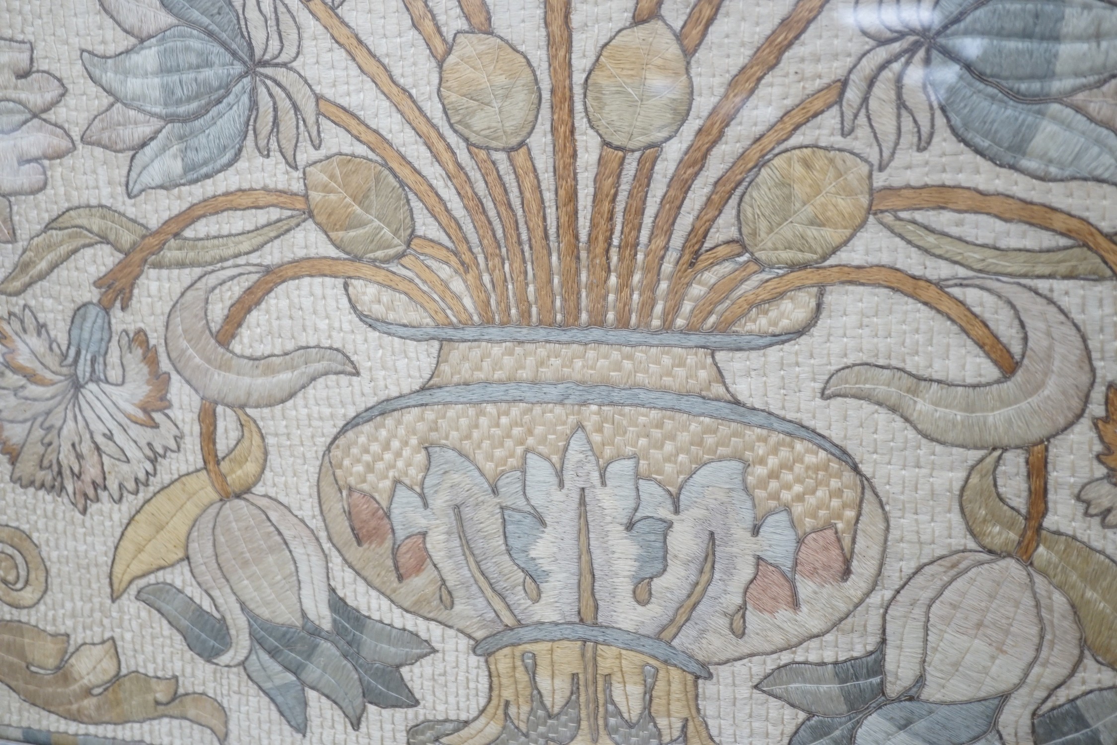 A framed Morris & Co style embroidery, 53 cm x 70.5 cm